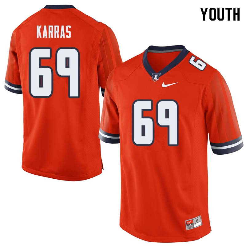 Youth #69 Ted Karras Illinois Fighting Illini College Football Jerseys Sale-Orange